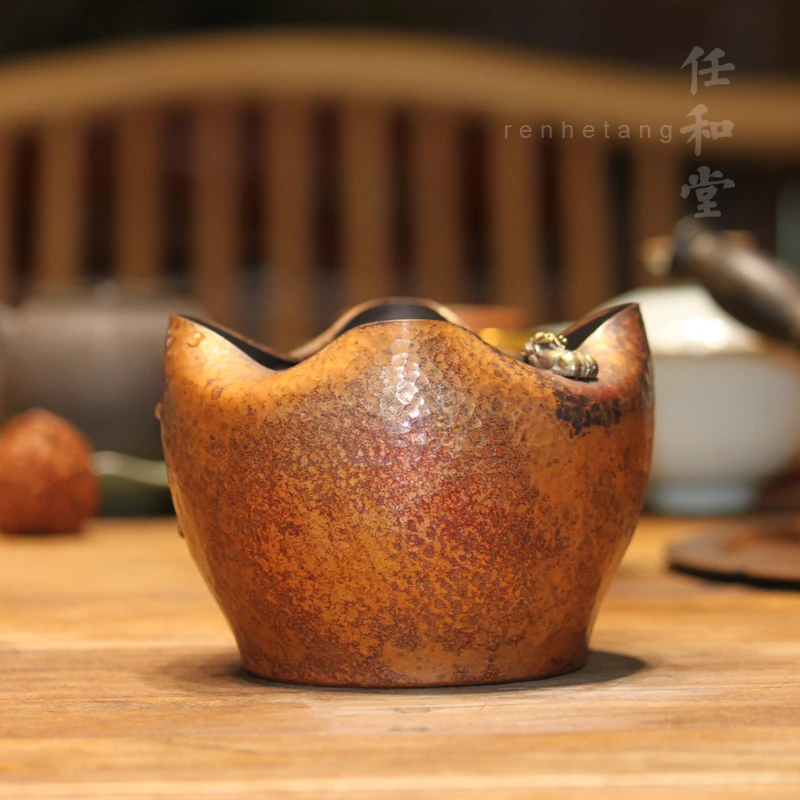 紫铜貔貅茶洗茶渣缸家用日式禅意茶道配件笔洗建水水盂水翁废水缸