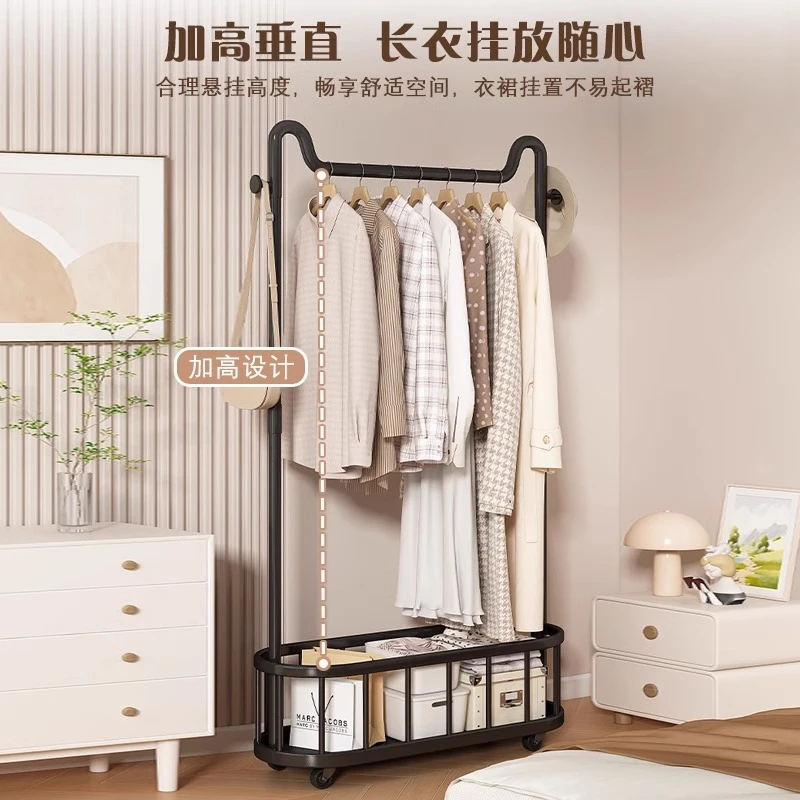 挂衣架卧室落地衣帽架可移动不占空间入户置物架一体靠墙晾衣架