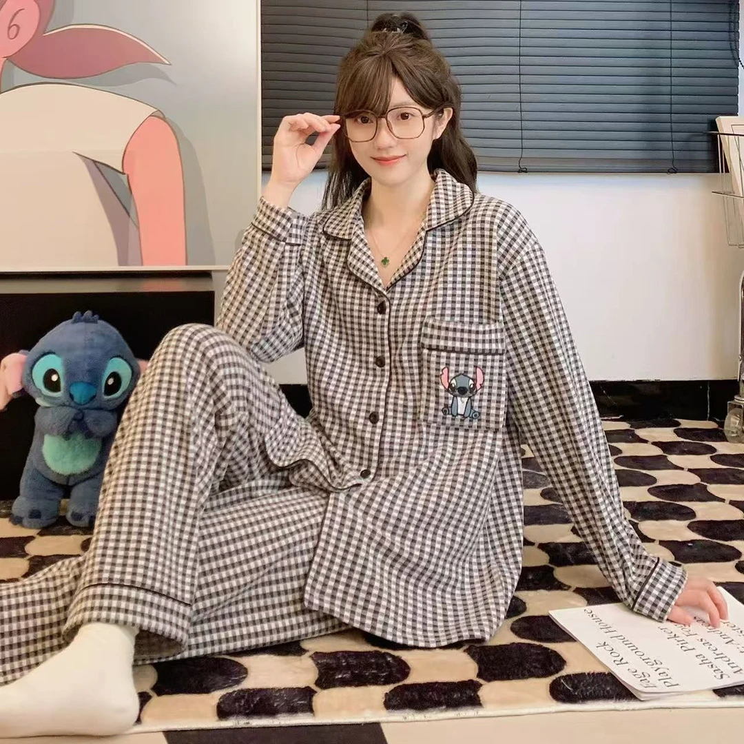 大码秋冬德绒格子家居服保暖长袖长裤大码睡衣