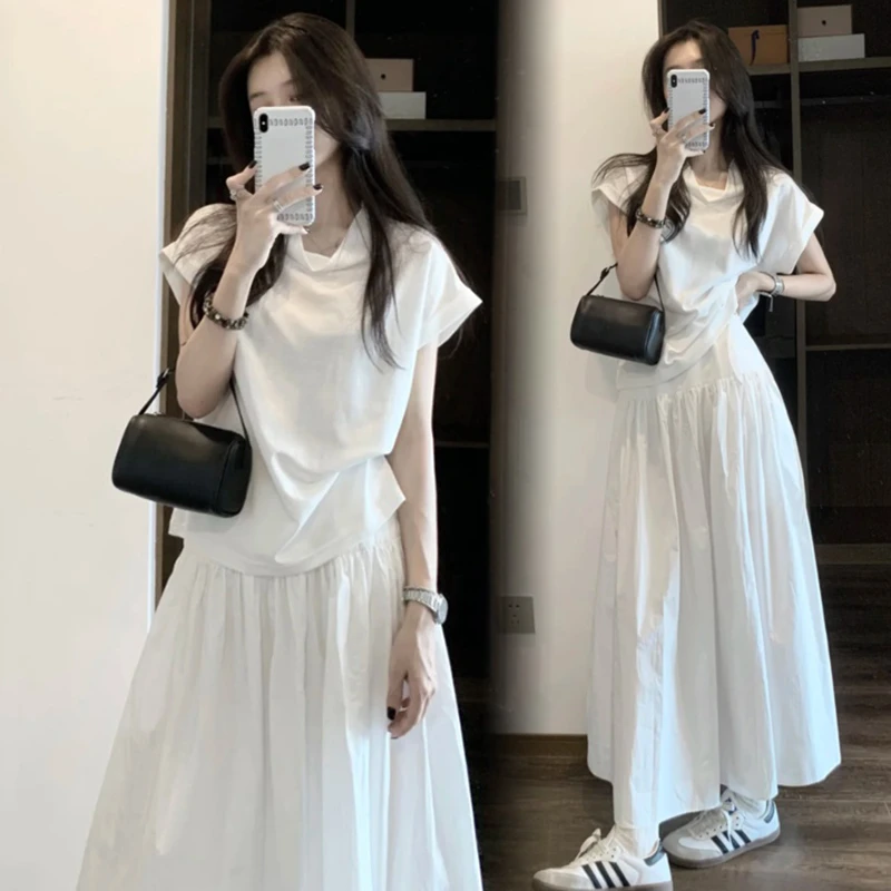 孕妇装2025夏季新款洋气甜美短袖百搭法式宽松简约半身裙孕妇套装