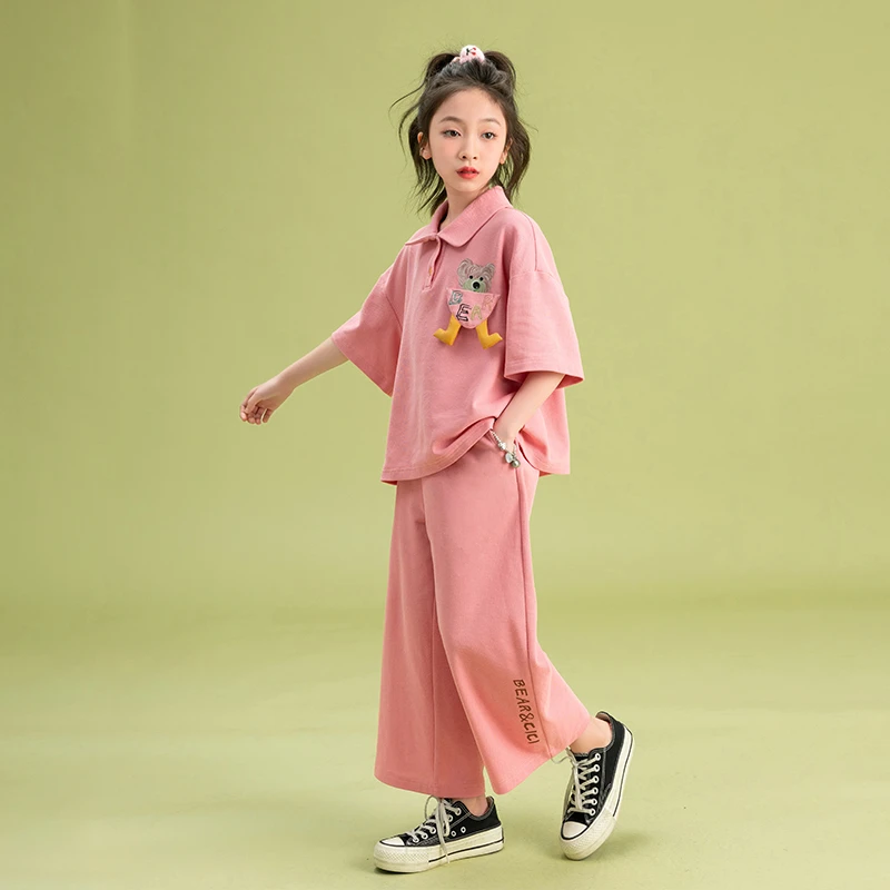 贝蒂女童洋气阔腿裤套装夏装2025休闲儿童短袖T恤运动两件套23092