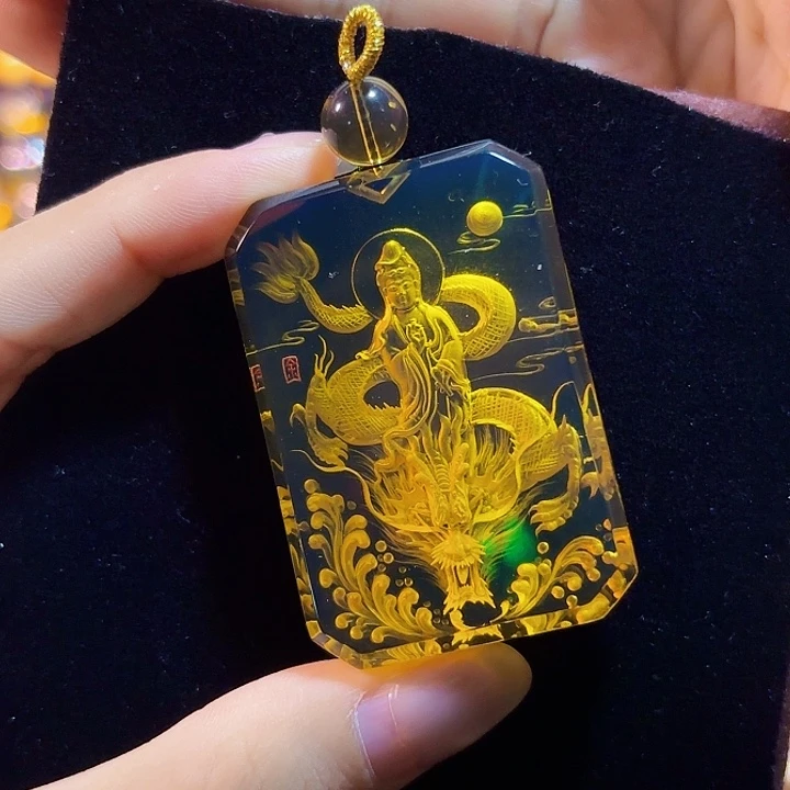 蓝珀未镶嵌珠宝奇石墨西哥蓝珀玉龙观音