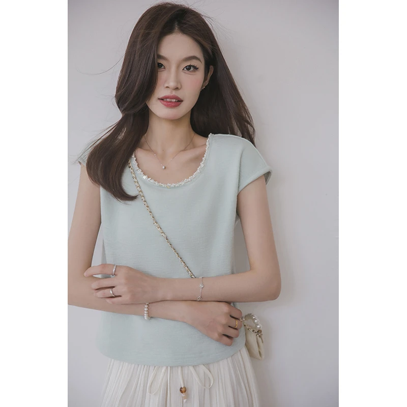 【季末折扣】小谷粒温妮斯T恤220g小香风面料无袖上衣