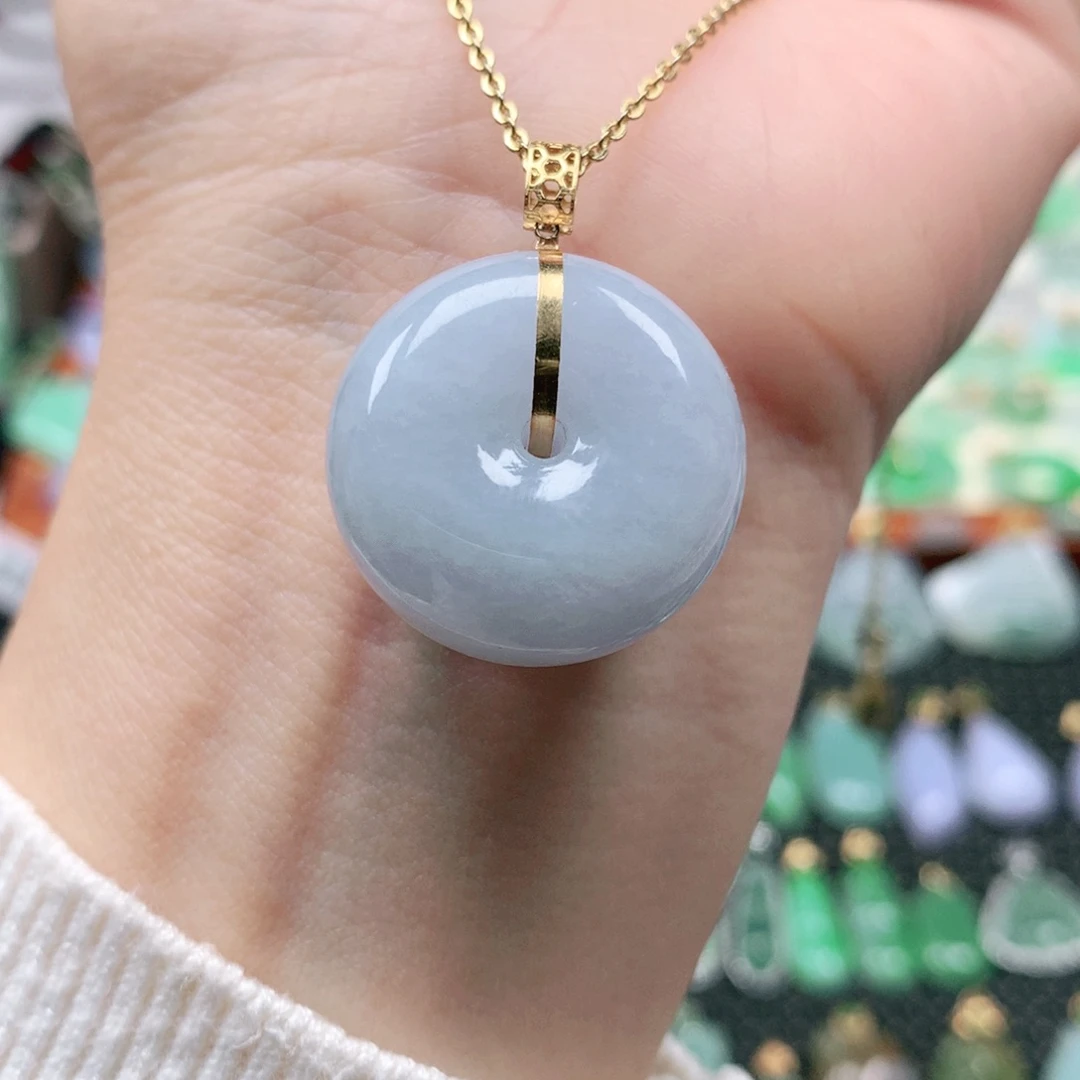 吊坠(不含链)18K金镶嵌翡翠