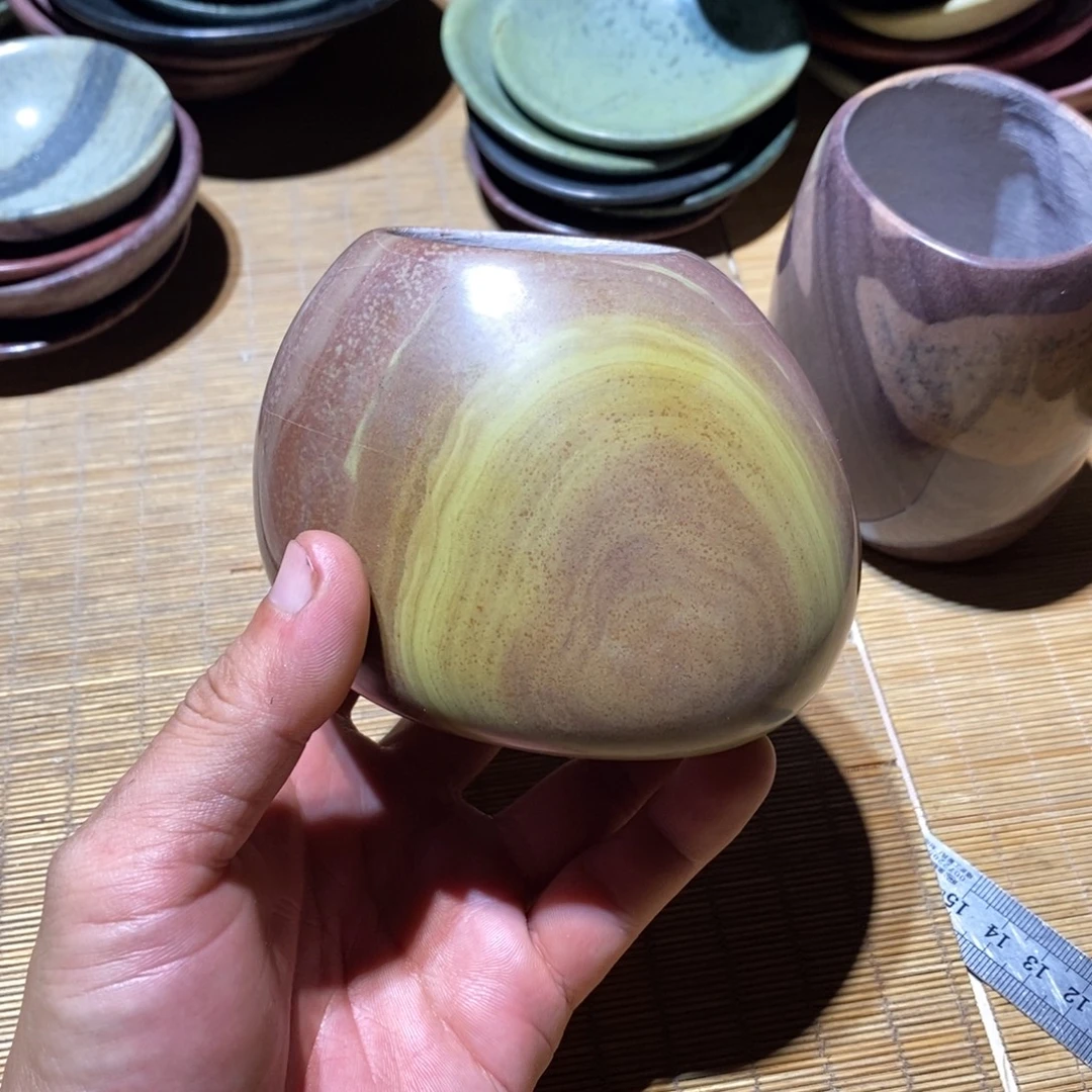 蔡***彩金纹石头花盆包邮