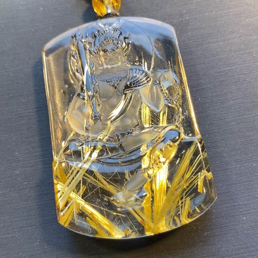 未镶嵌颈饰水晶钛晶不动明王吊坠