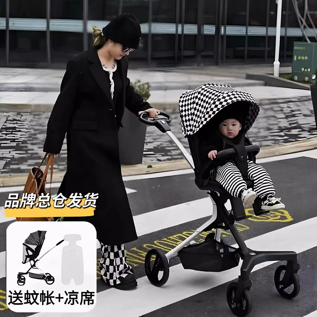 HBR虎贝尔遛娃神器轻便可折叠双向高景观可坐可躺婴儿车溜娃神器