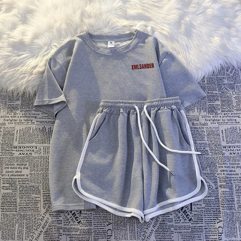 高级感！女夏季运动套装舒适休闲宽松舒适短裤短袖两件套时尚显白