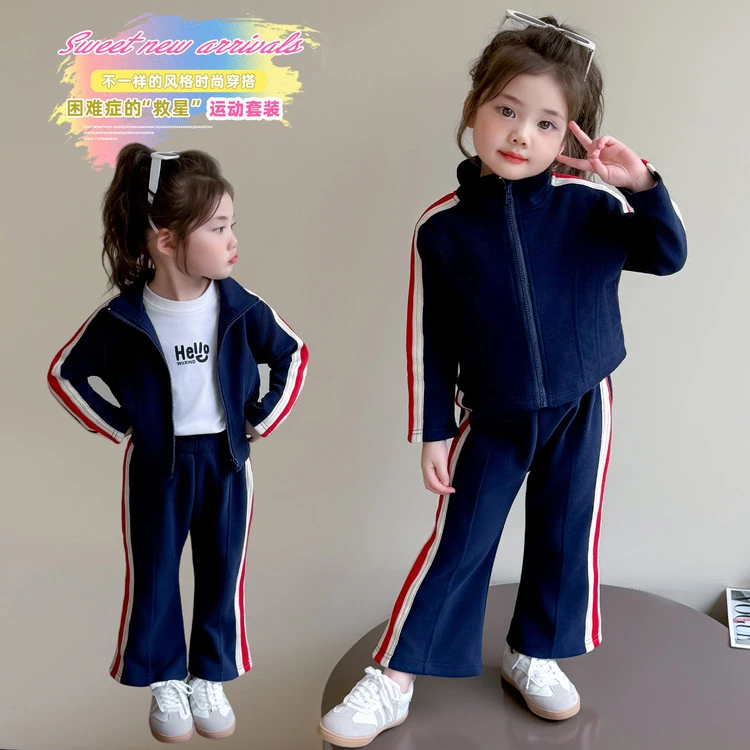 童装女童套装秋季新款儿童运通外套休闲裤子两件套潮