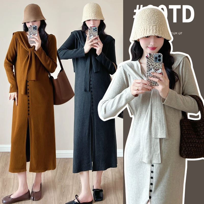 孕妇装秋装2025新款秋季外穿时尚大码宽松松弛慵懒感连衣裙带披肩