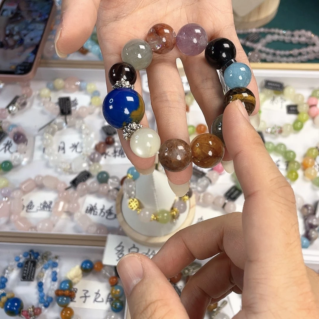 水晶手链银S925镀金镶嵌