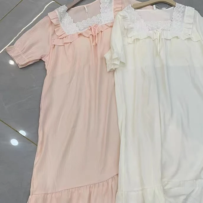 604/147-9/119-9   夏季蕾丝带胸垫短袖甜美可爱公主风睡裙