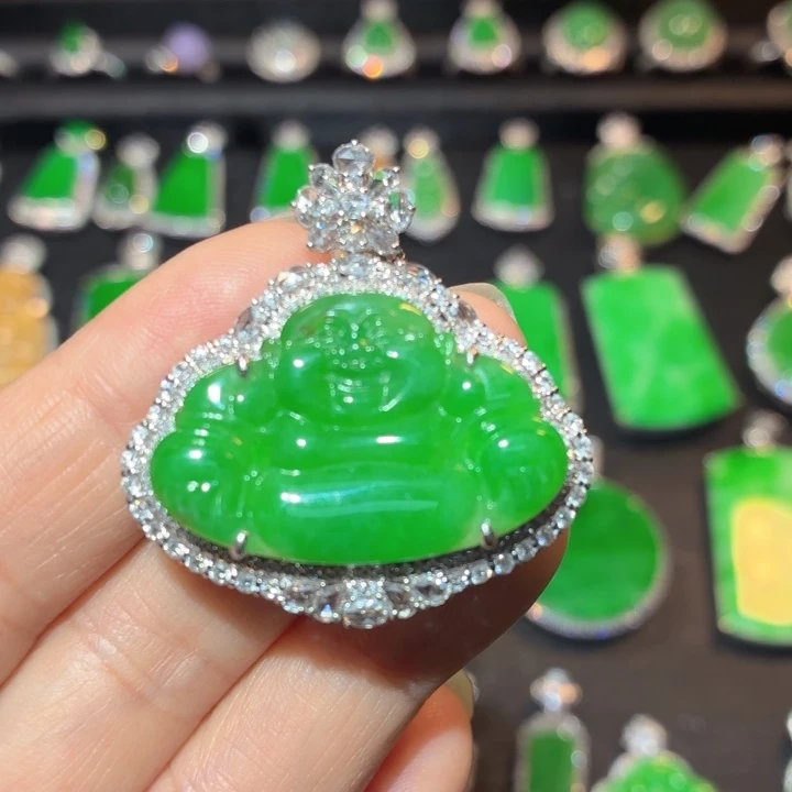 翡翠18K金镶嵌吊坠(不含链)翡翠