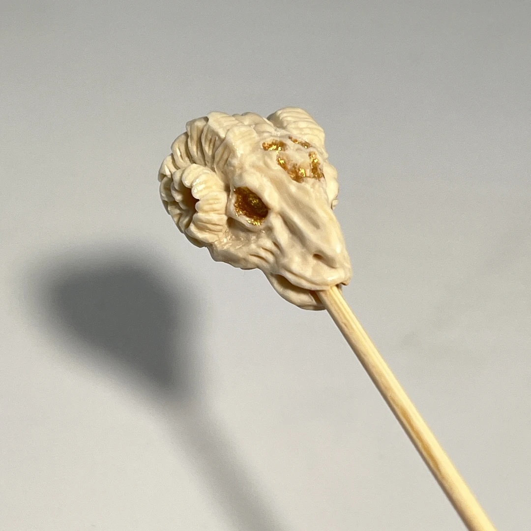 猛犸牙雕羊三通配饰单个随机发19*14+mm假一罚四W3492