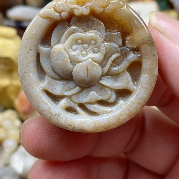 颈饰未镶嵌硅化珊瑚（珊瑚玉）