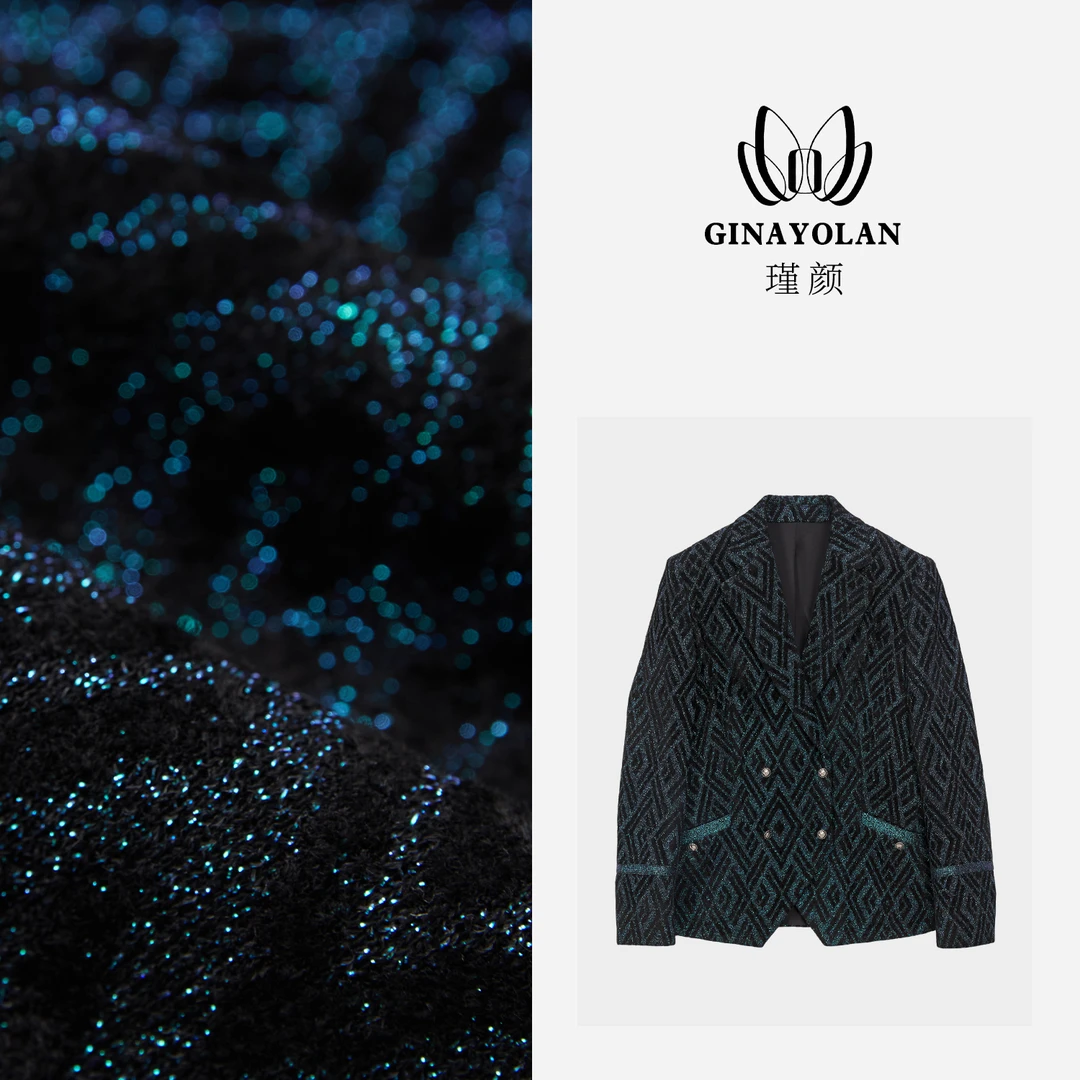 GINAYOLAN/瑾颜【设计师系列】意大利奢华璀璨天鹅绒秋冬时尚西装