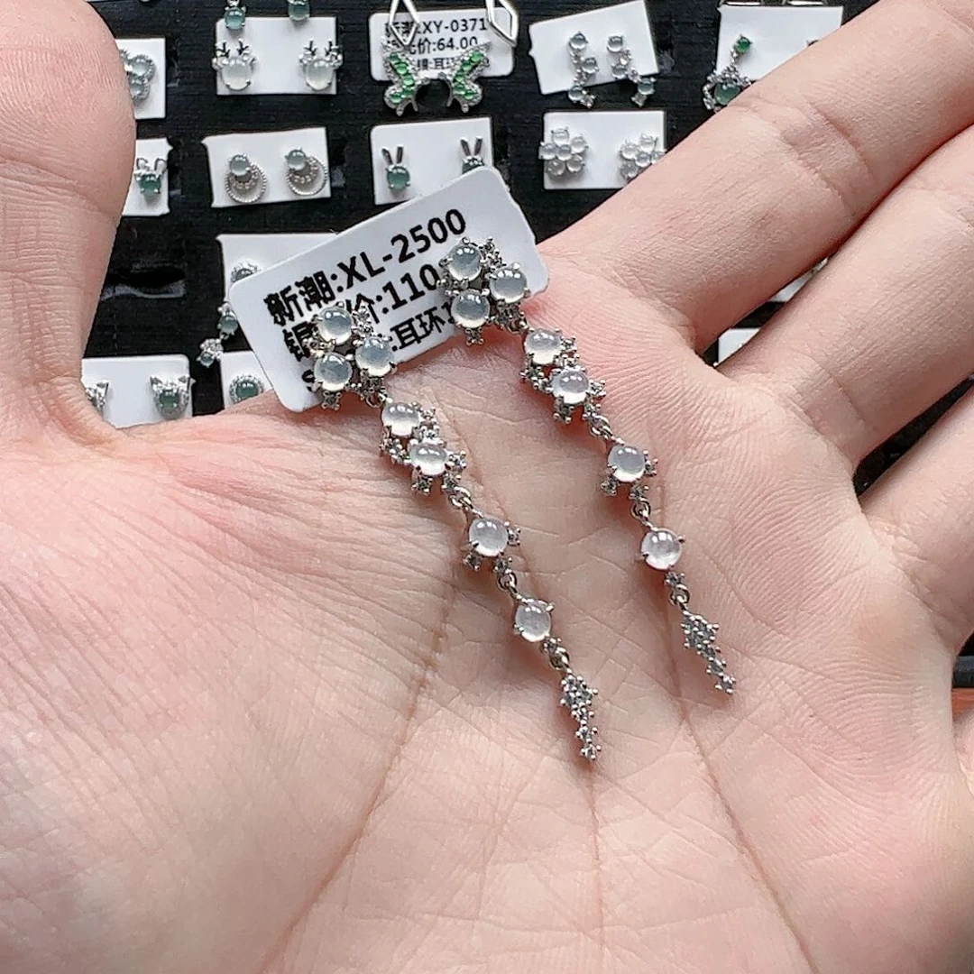 翡翠手链银S925镶嵌暖*`天然翡翠A货