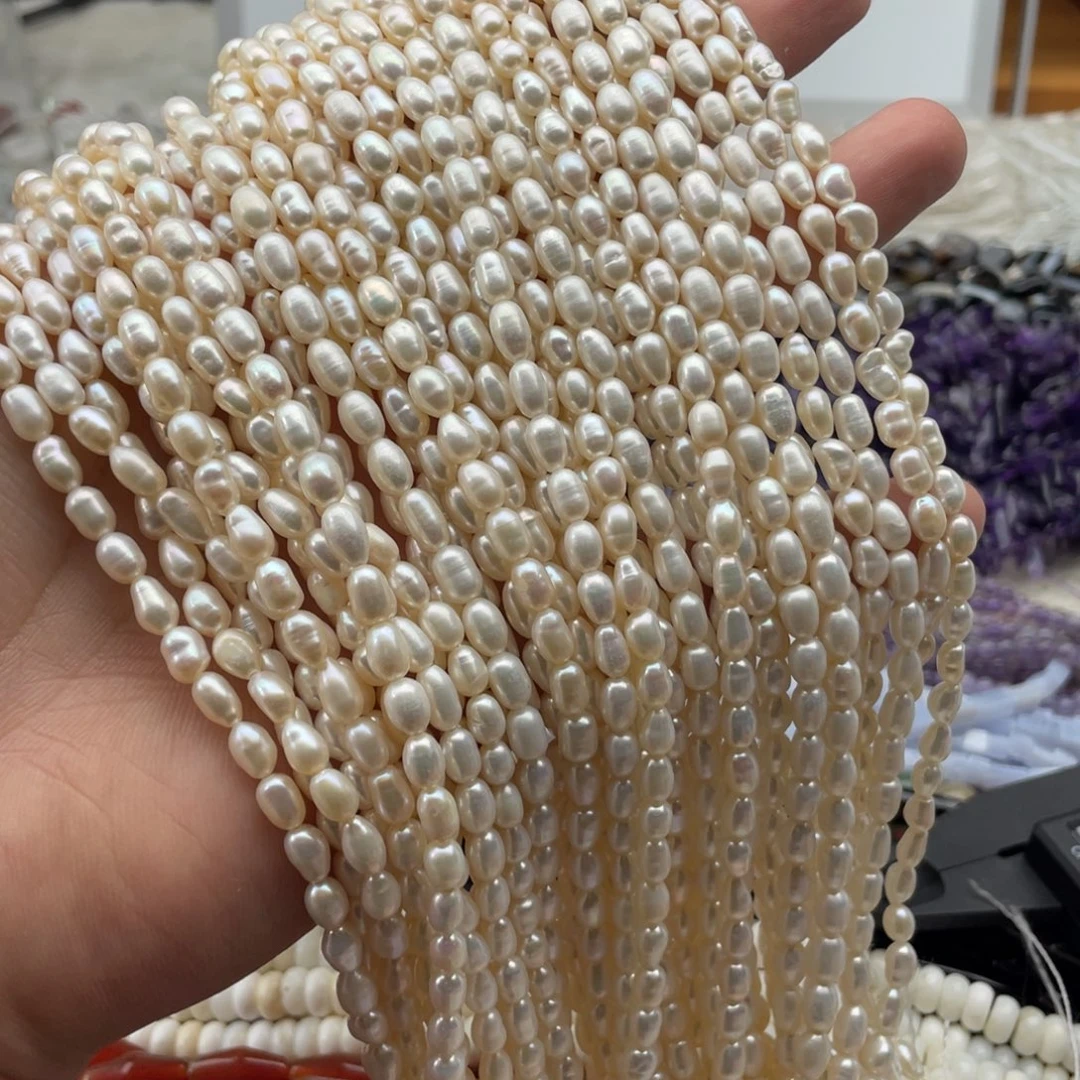 合金玛瑙/玉髓珠宝半成品一条装卡4mm珍珠小米珠