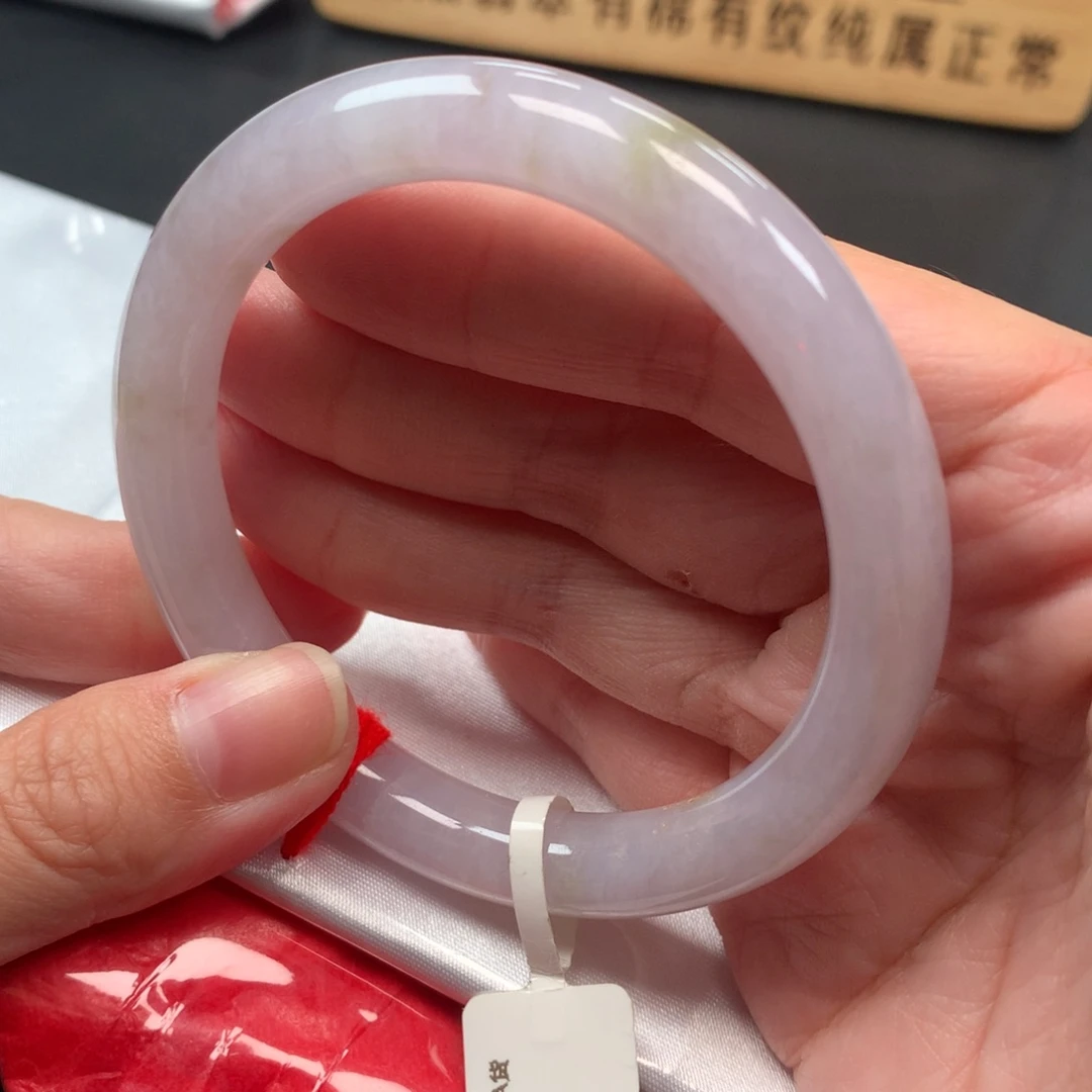 翡翠未镶嵌手镯55圈口粉冰圆