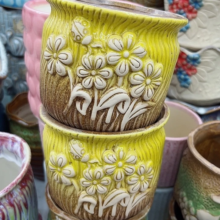 多肉绿植陶瓷花盆9.9包邮，有孔