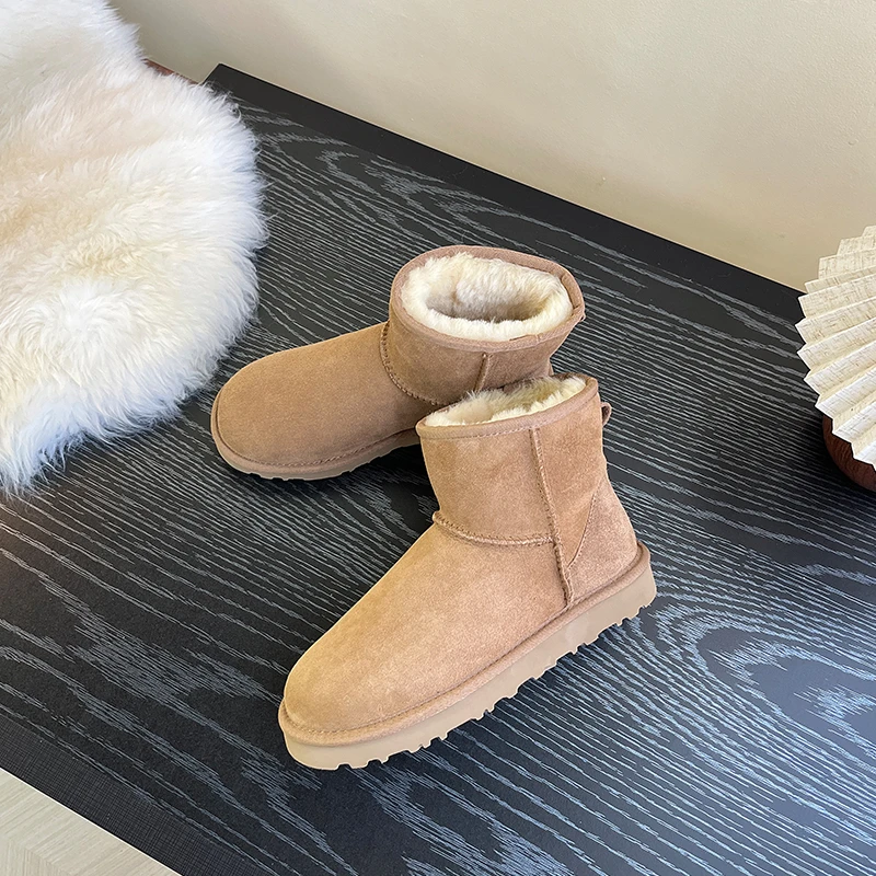 【薄底5854】平底高个子雪地靴保暖短靴时尚棉靴时尚雪地靴