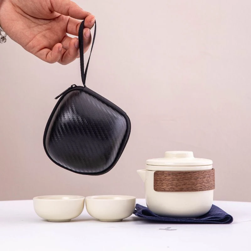 便携式茶具一壶两杯户外旅行车载茶具陶瓷外出s16