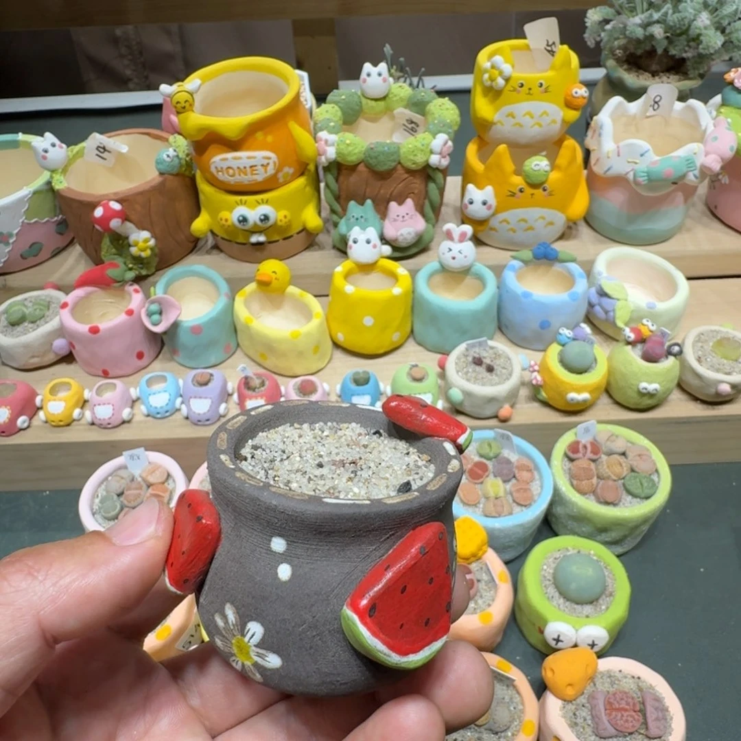 红陶黑***妮蘑菇597花盆