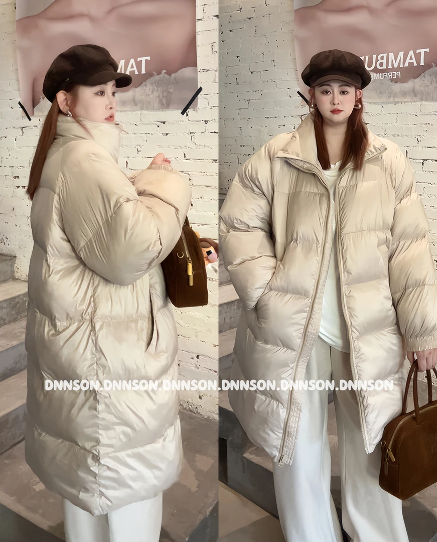 现货【大妮妮】大码“温软时光”中长款外套2025新款冬季宽松保暖上衣