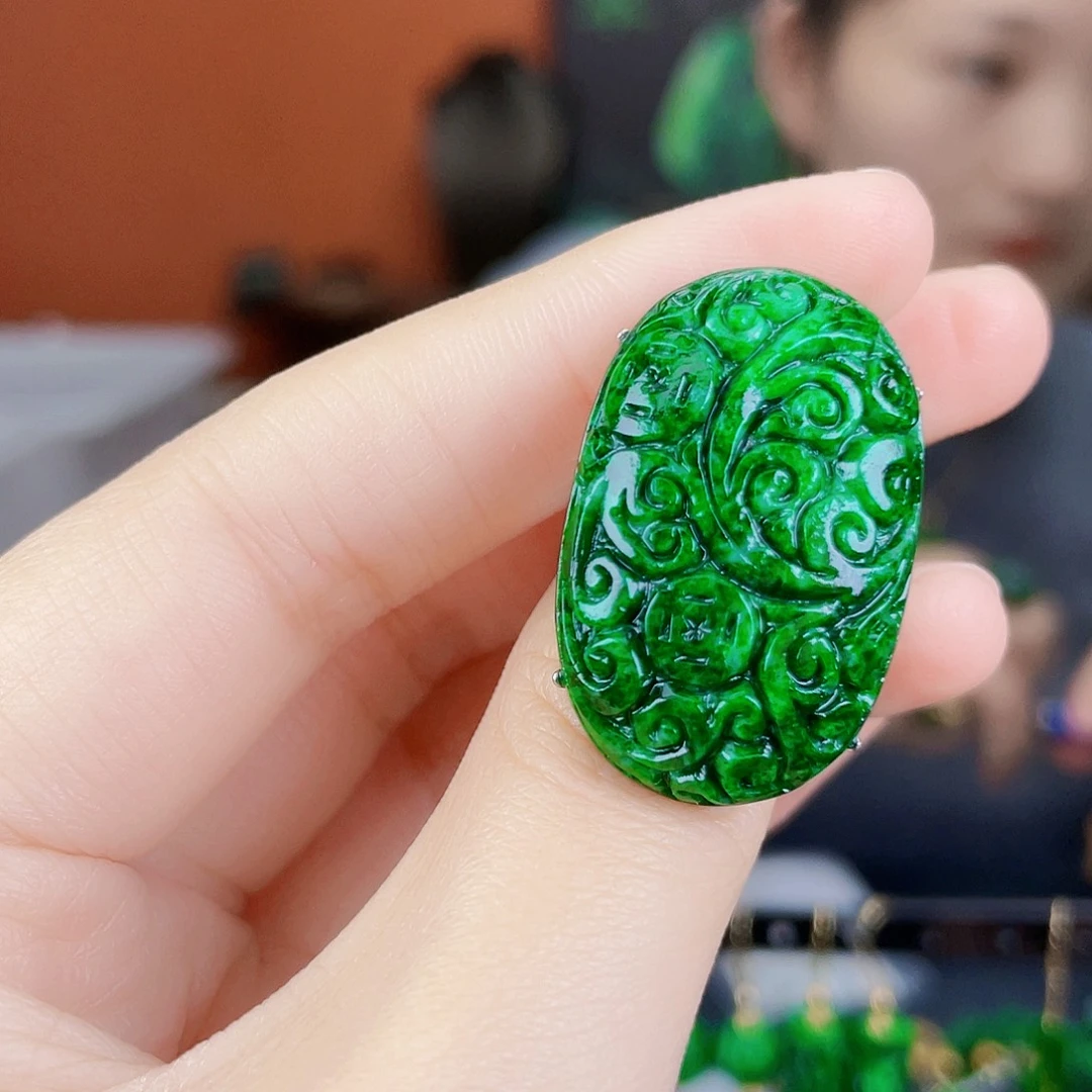 翡翠银S925镶嵌耳饰