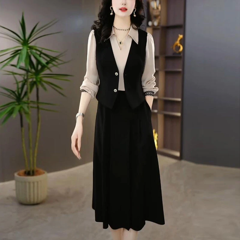 高贵气质修身显瘦春季裙子女款爆款2025新款洋气法式假两件连衣裙