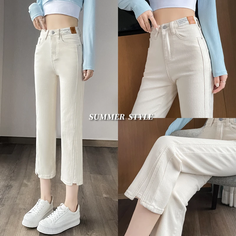 直筒牛仔裤女春夏款2025年新款高腰显瘦小个子九分窄版法棍烟管裤