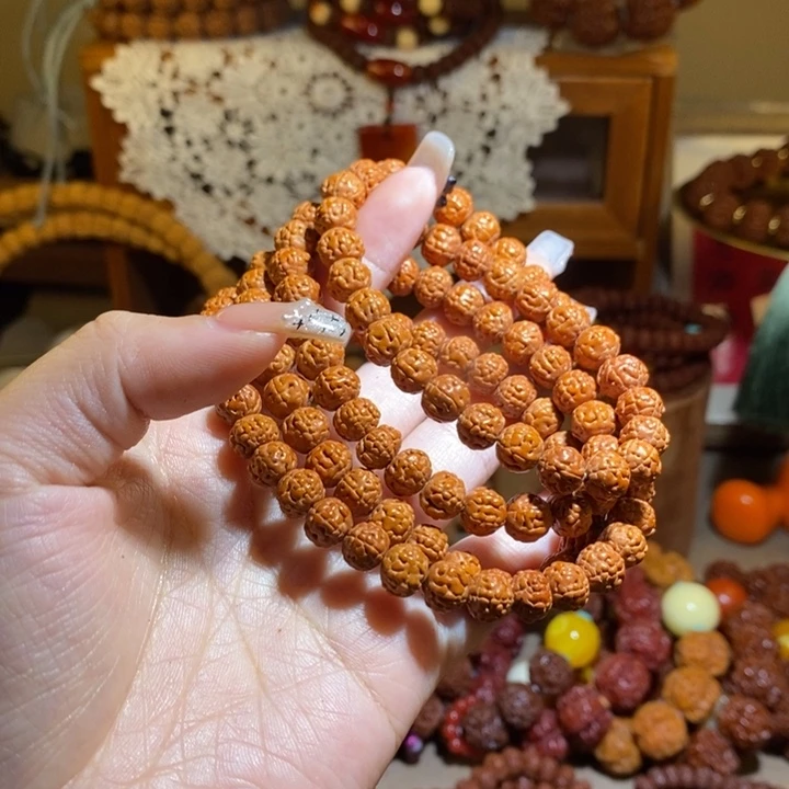 金刚菩提手串86原籽金蝉108满肉红皮一物