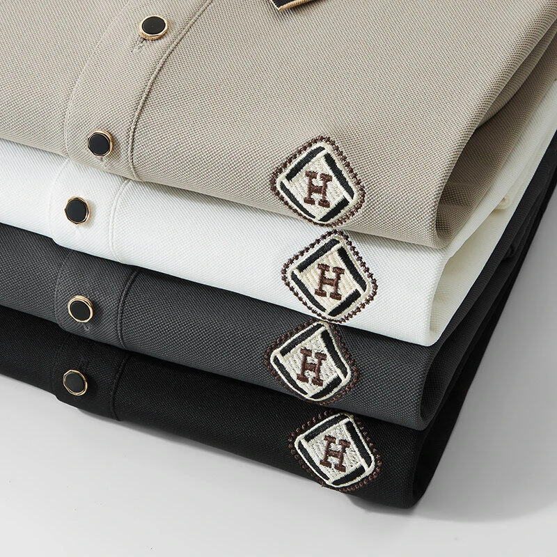 2025夏季刺绣POLO衫男士商务翻领修身短袖韩版时尚潮流T恤5868