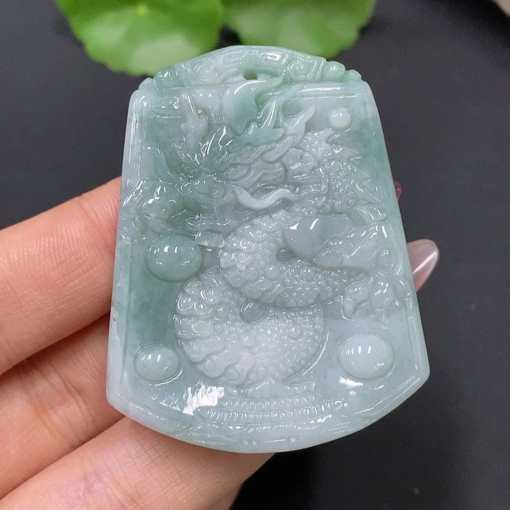 S54-天然A货翡翠-龙牌