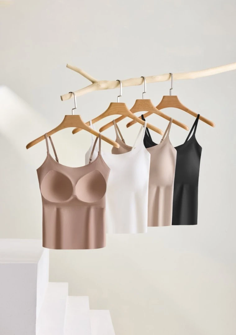 夏季冰凉简约带罩杯一体式打底吊带背心36403