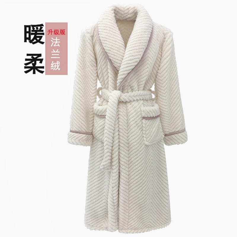 厚款睡袍女士加厚秋冬款长款睡衣秋冬中长款保暖冬季女法兰绒气质
