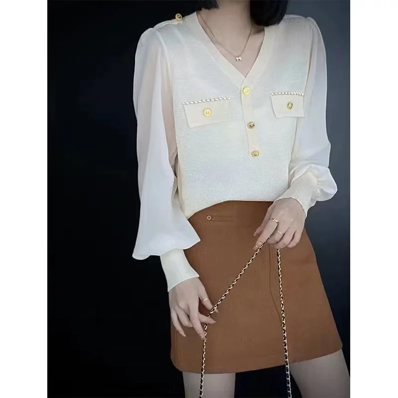 气质华夫格小衫小香风显瘦针织轻奢时尚【松田7659】