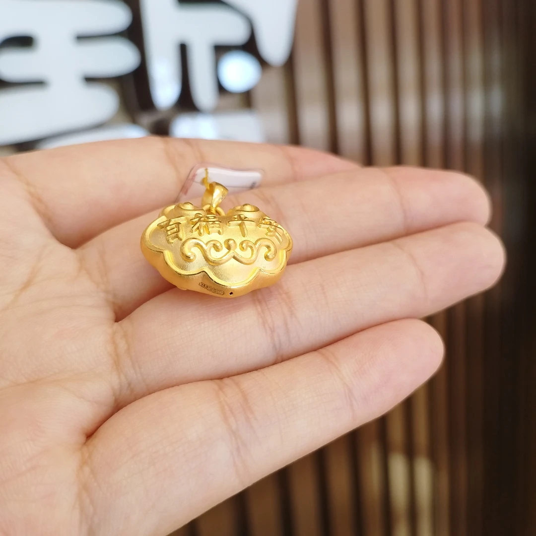 足金3D工艺百福锁