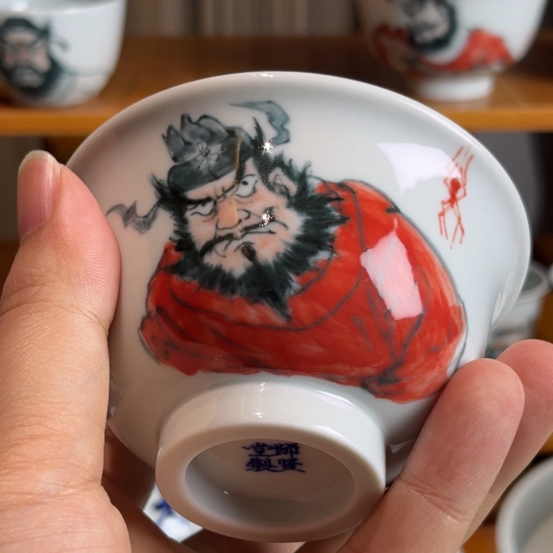 南***狗手工手绘钟馗压手杯