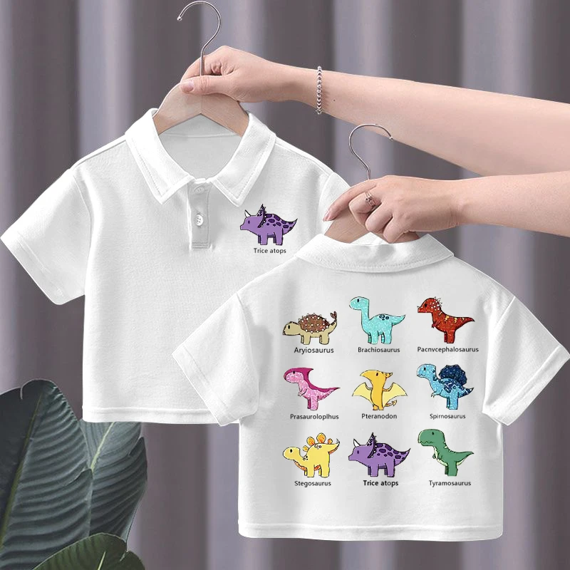 纯棉polo衫男女童新款短袖2025潮流夏季儿童T恤上衣翻领卡通宝宝