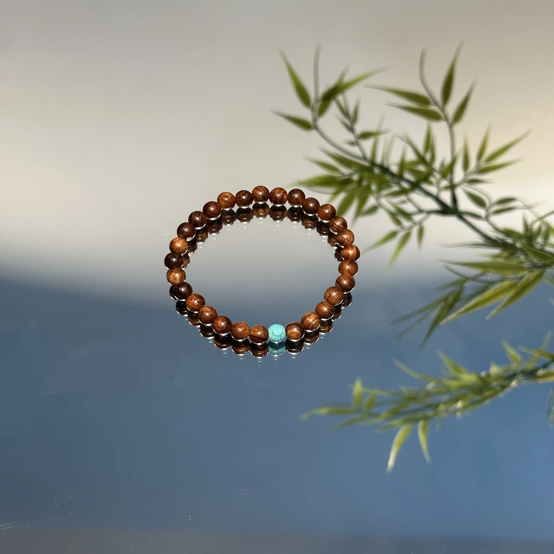 非金属木质手链 简约绿色手链纤细款手链女复古手串男情侣单圈