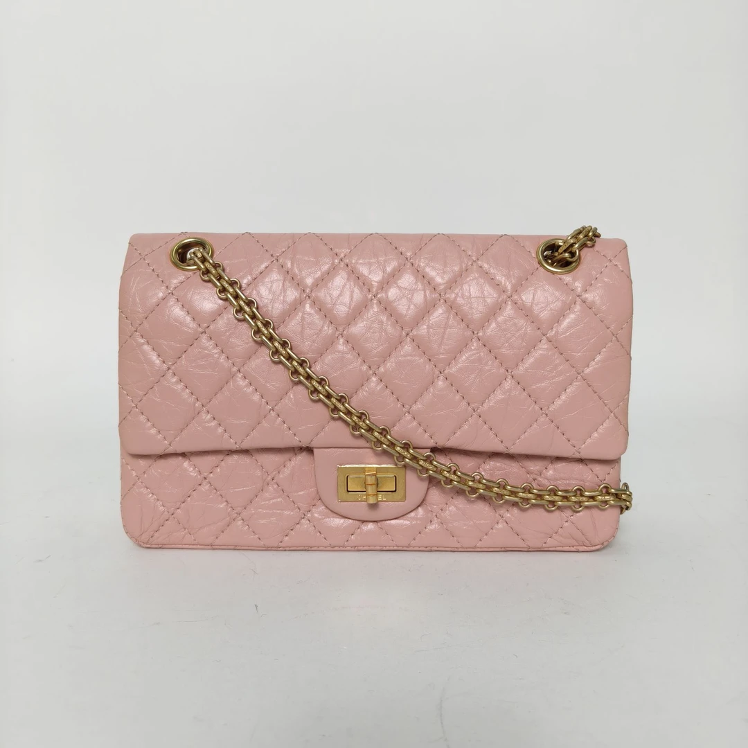 99新 Chanel/香奈儿 小花Jerry活动2.55 口盖包 小号粉色 27开