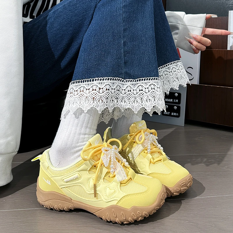 回力运动鞋女2025夏季新款网面透气老爹鞋蝴蝶结百搭休闲小白鞋女