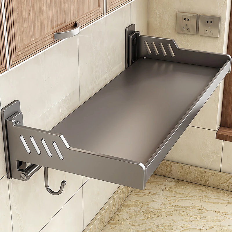 枪灰厨房置物架免打孔壁挂调料架加宽调味品多功能家用大全收纳架