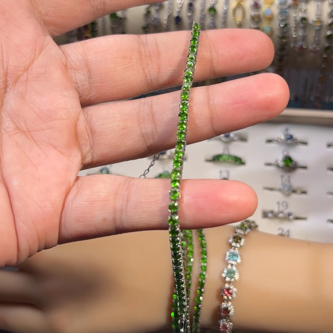 手链透辉石银S925镶嵌