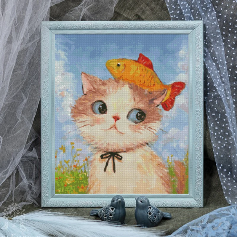 DMC十字绣新款正品治愈小猫猫套件小件自己绣手工DIY解压动物