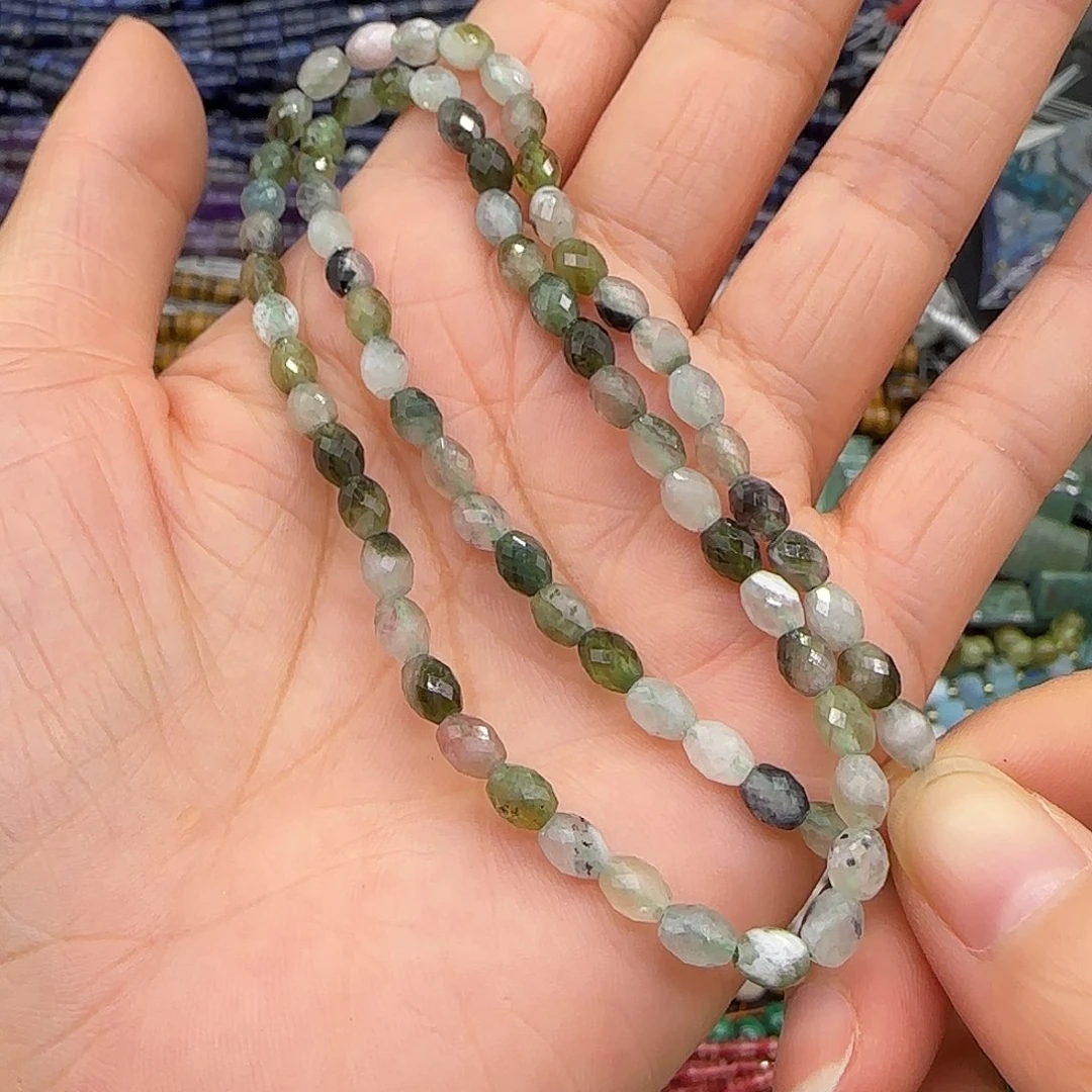 玛瑙/玉髓合金珠宝半成品绿碧玺4mm一条