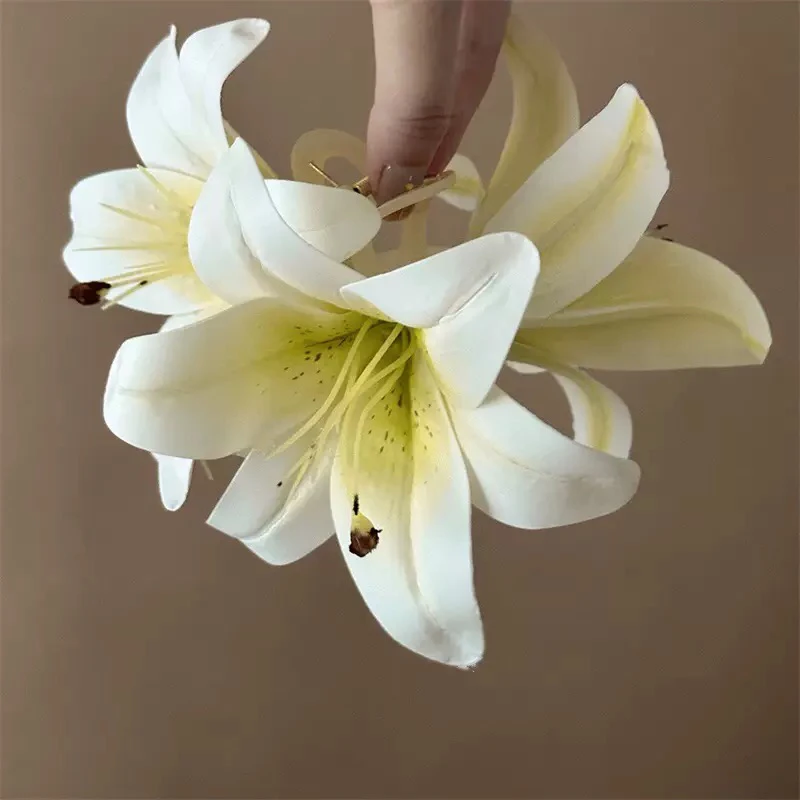 【崔】C128 唯美立体百合花朵抓夹女高级感后脑勺鲨鱼夹头饰