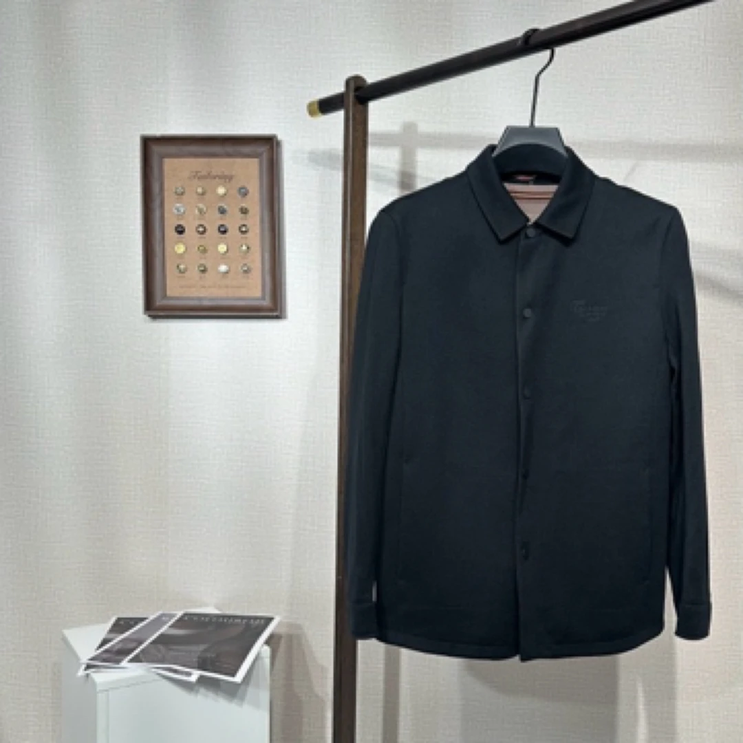 美尔森【精品夹克】翻领黑色城市通勤商务休闲轻便外套上衣