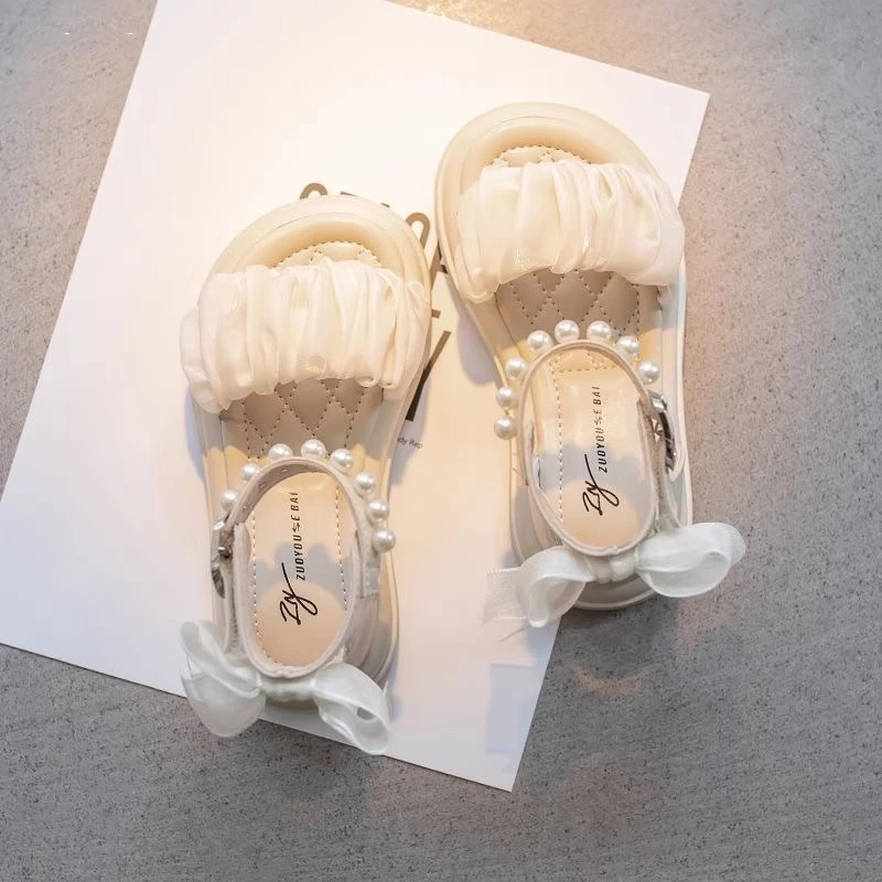 ABC女童公主凉鞋2025夏新款小女孩蝴蝶结儿童洋气鞋子中大童软底